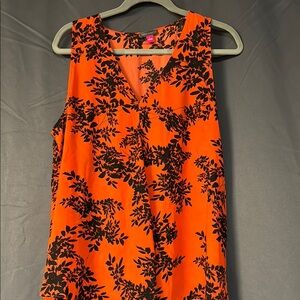 Orange and Black Floral Sleeveless Top